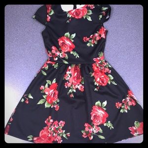 Black and red floral dress